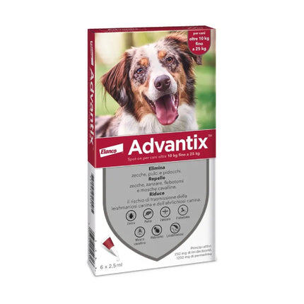 Bayer | Advantix Spot On Antiparassitario per Cani 10-25kg – 6 Pipette 