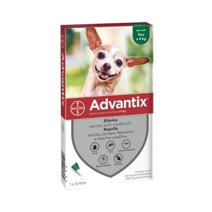 Bayer | Advantix Spot On Antiparassitario per Cani 0-4kg – 1 Pipetta 