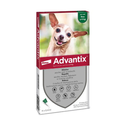 Bayer | Advantix Spot On Antiparassitario per Cani 0-4kg – 4 Pipette 