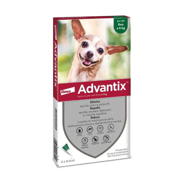 Bayer | Advantix Spot On Antiparassitario per Cani 0-4kg – 4 Pipette 