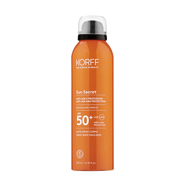 Korff | Sun Secret Latte Solare Corpo Protettivo Spray Anti-età SPF50+ – 200ml