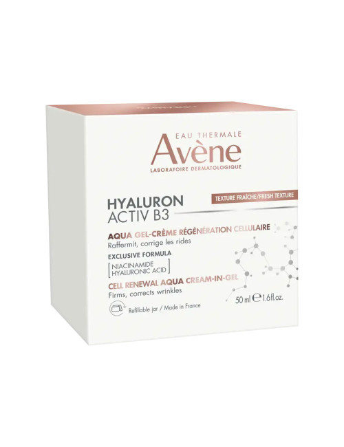 Avène Hyaluron Activ B3 Aqua Gel Crema Rigenerazione Cellulare 50ml - Trattamento Viso Anti-Età, Leviga e Rassoda